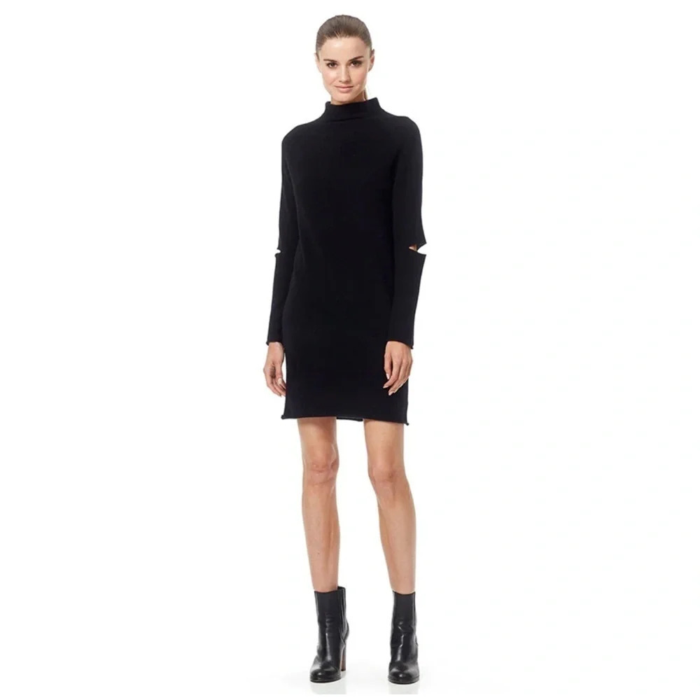 360 Cashmere Lynx Cut Outs Sweater Dress in Black